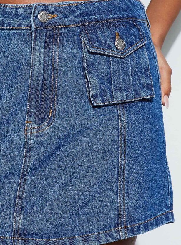 GINGER Solid Denim Shorts