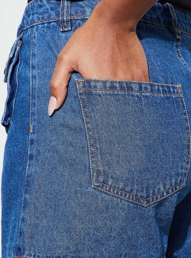 GINGER Solid Denim Shorts