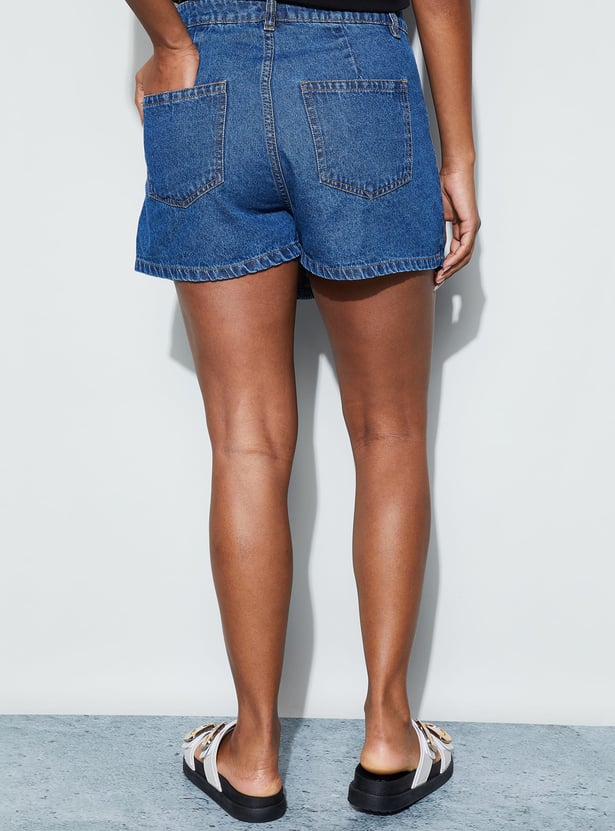 GINGER Solid Denim Shorts