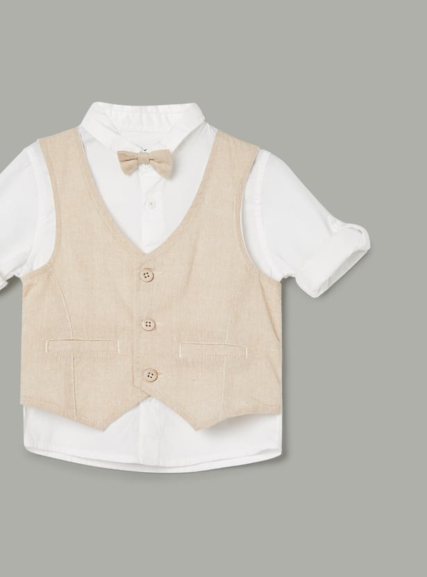 JUNIORS Boys Solid Shirt with Bow