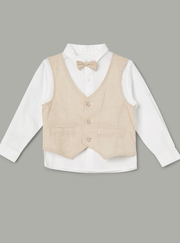 JUNIORS Boys Solid Shirt with Bow