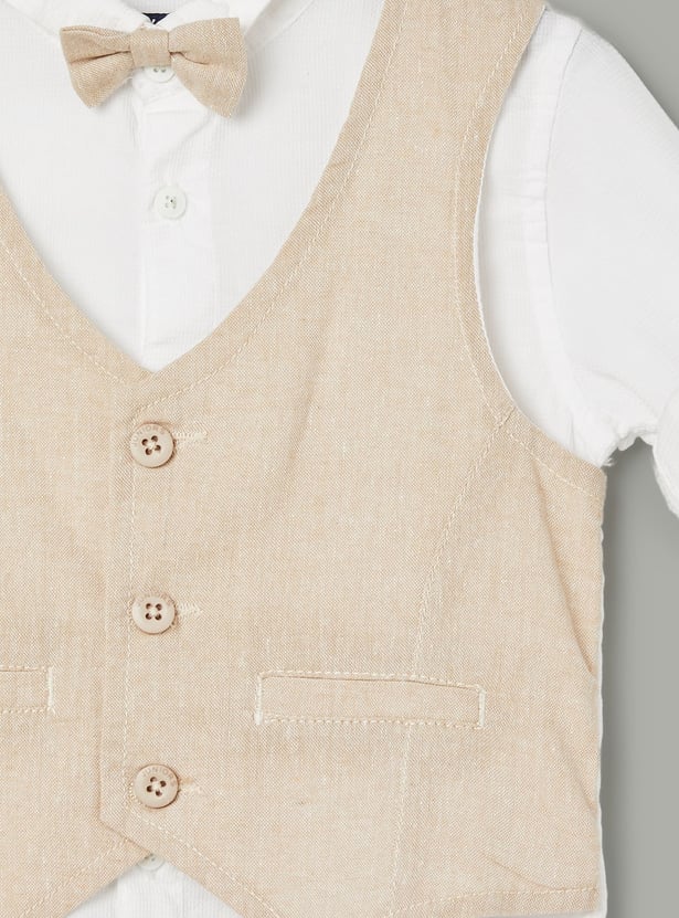JUNIORS Boys Solid Shirt with Bow