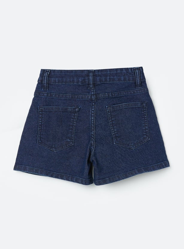 FAME FOREVER Girls Solid Denim Shorts