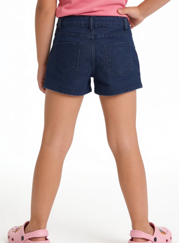 FAME FOREVER Girls Solid Denim Shorts