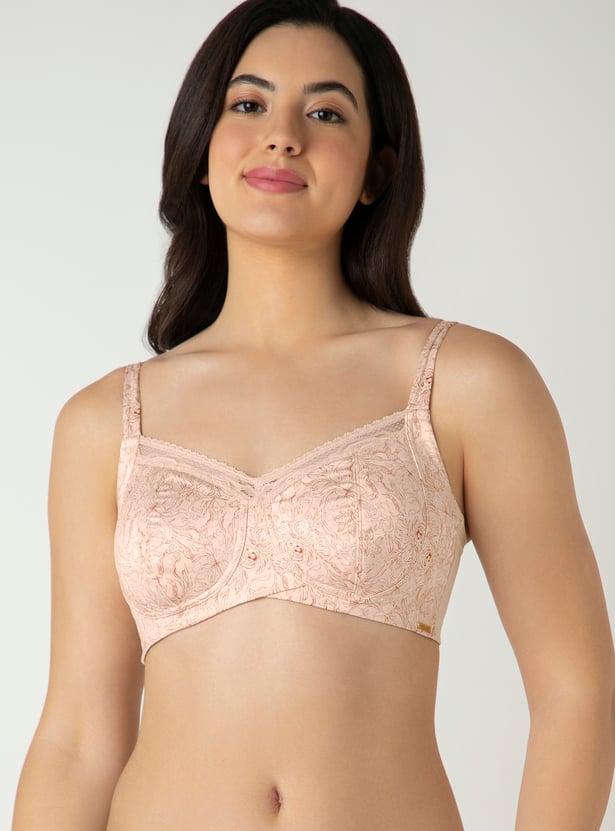 AMANTE Floral Print Non Padded Non Wired Seamed Support Bra