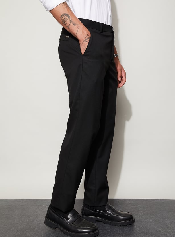 CODE Textured Slim Tapered Formal Trousers