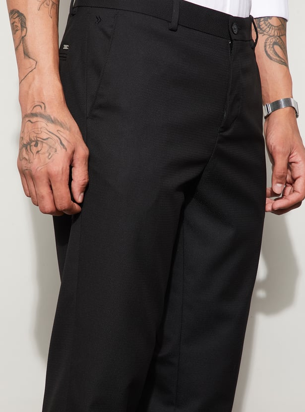 CODE Textured Slim Tapered Formal Trousers