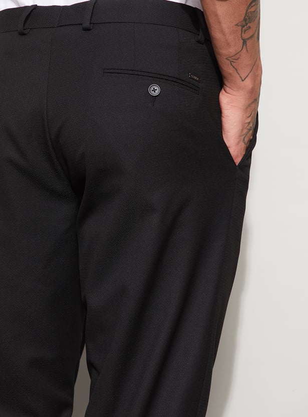 CODE Textured Slim Tapered Formal Trousers