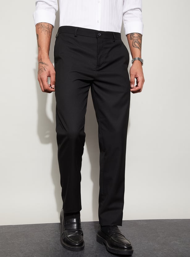 CODE Textured Slim Tapered Formal Trousers