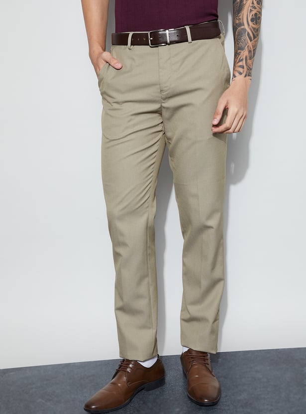 CODE Textured Slim Tapered Formal Trousers