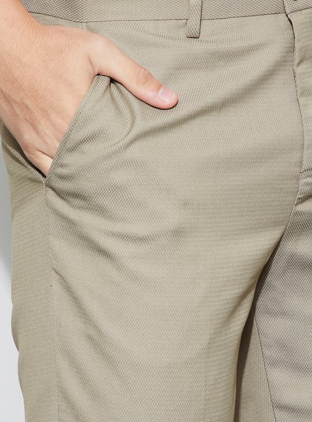 CODE Textured Slim Tapered Formal Trousers