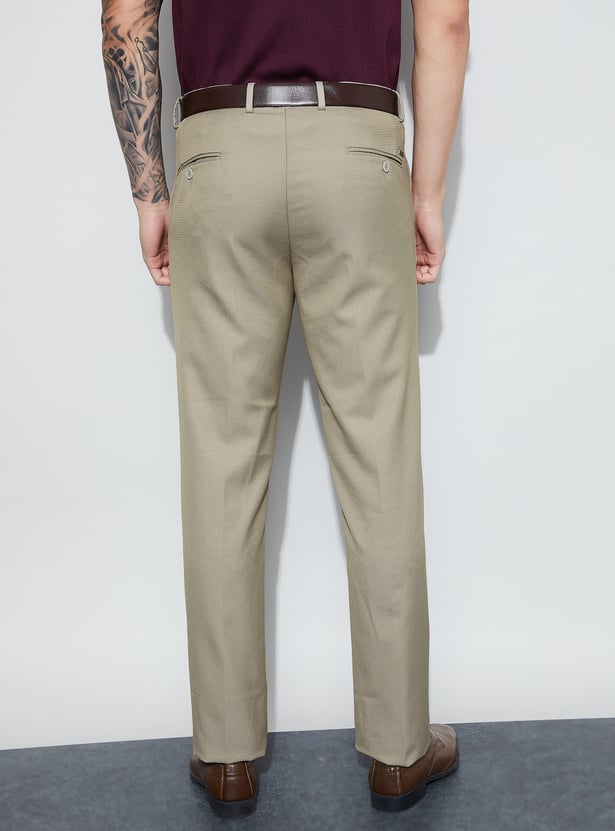 CODE Textured Slim Tapered Formal Trousers