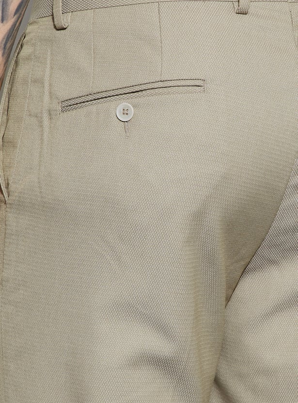 CODE Textured Slim Tapered Formal Trousers
