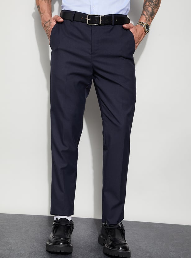 CODE Solid Slim Tapered Formal Trousers