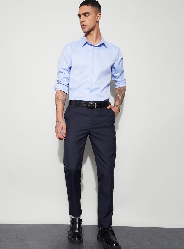 CODE Solid Slim Tapered Formal Trousers