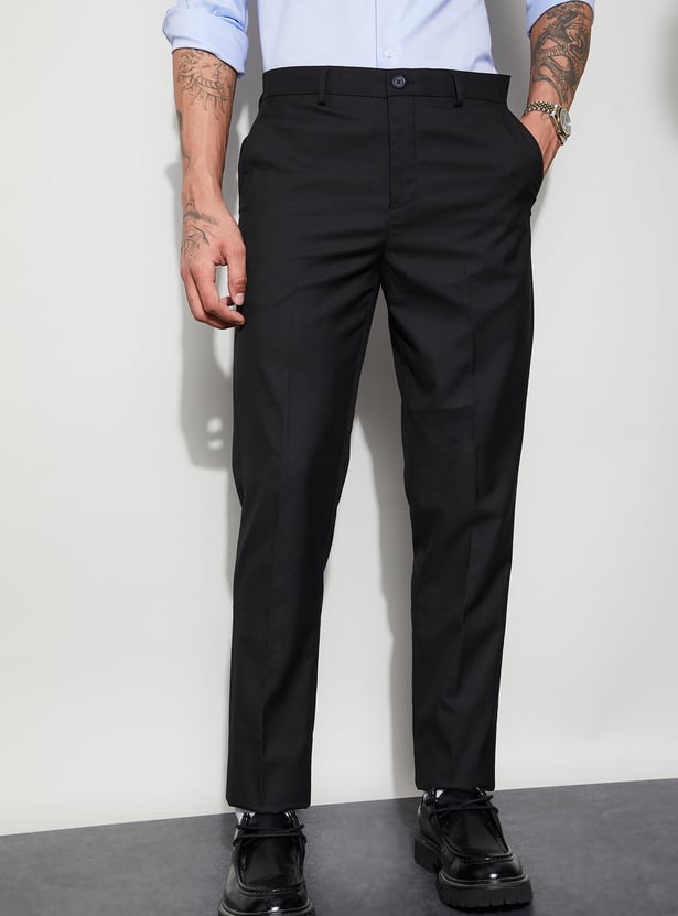 CODE Solid Slim Tapered Formal Trousers