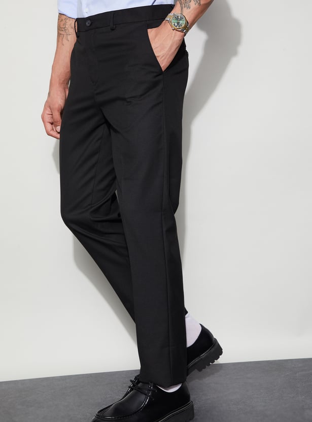 CODE Solid Slim Tapered Formal Trousers