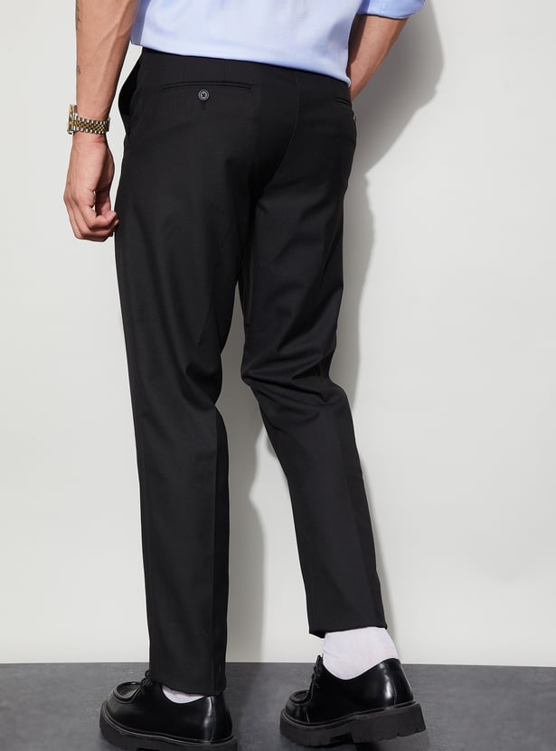 CODE Solid Slim Tapered Formal Trousers