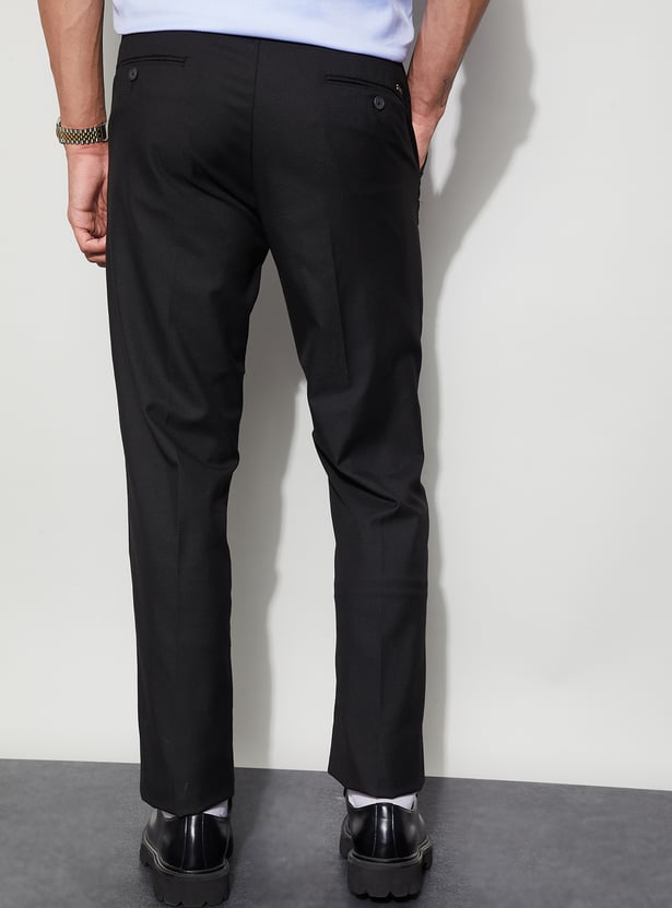 CODE Solid Slim Tapered Formal Trousers
