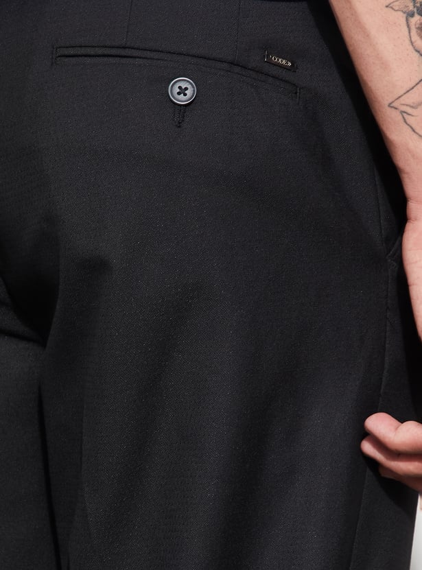 CODE Solid Slim Tapered Formal Trousers