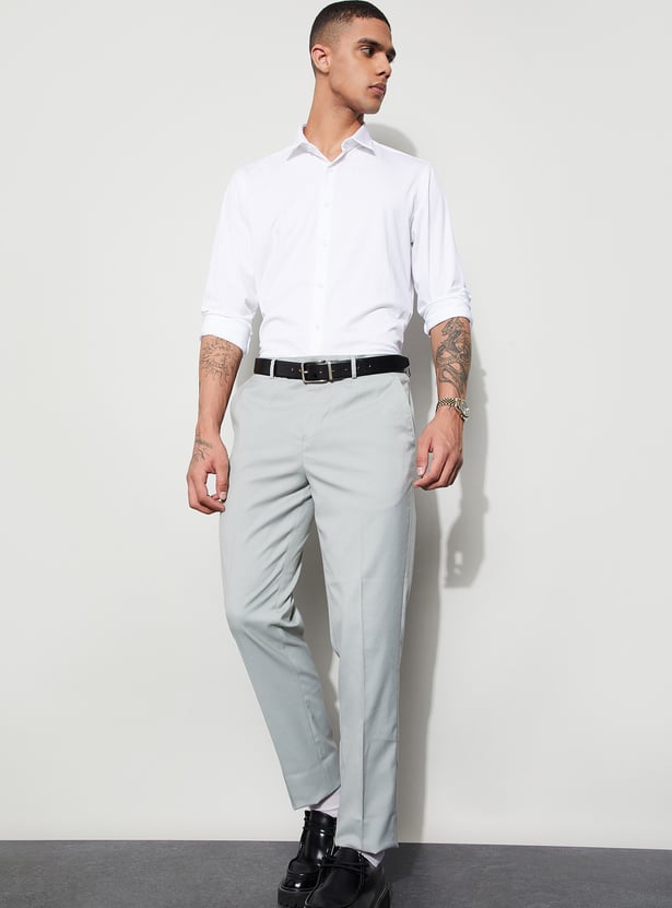 CODE Solid Slim Tapered Formal Trousers