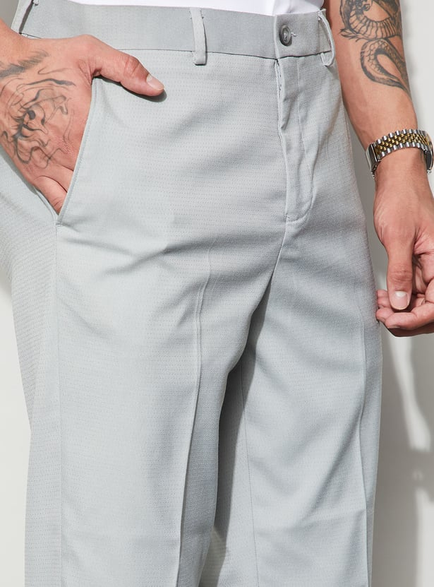CODE Solid Slim Tapered Formal Trousers