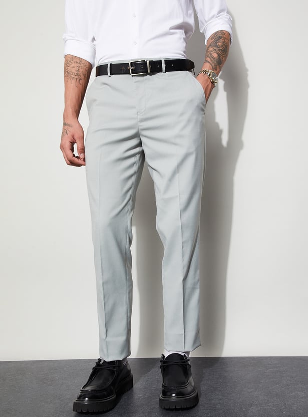 CODE Solid Slim Tapered Formal Trousers