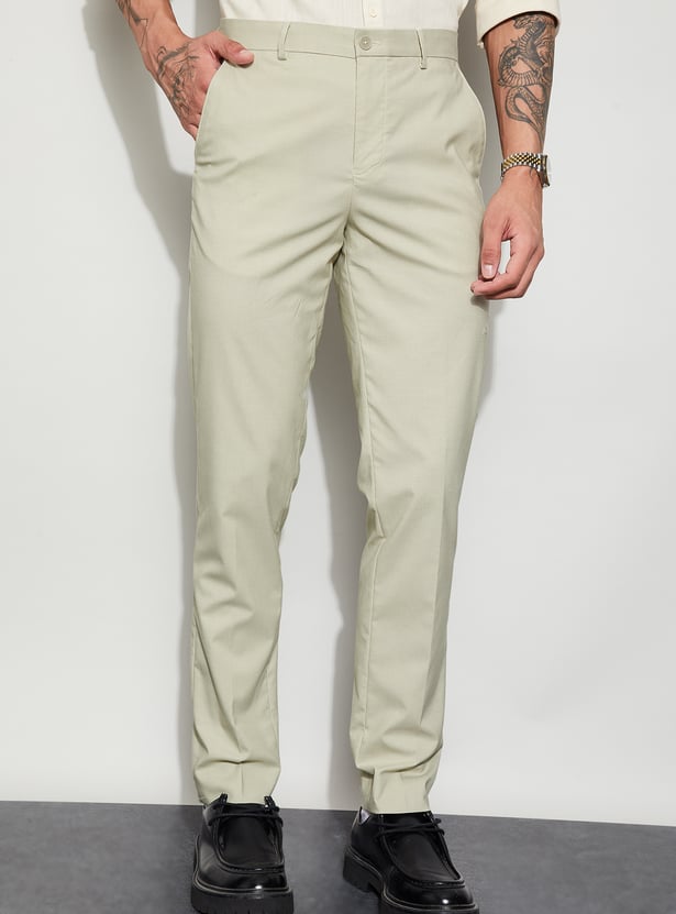 CODE Textured Slim Tapered Trousers