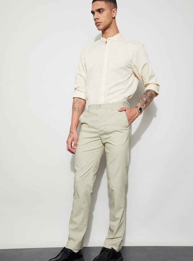 CODE Textured Slim Tapered Trousers