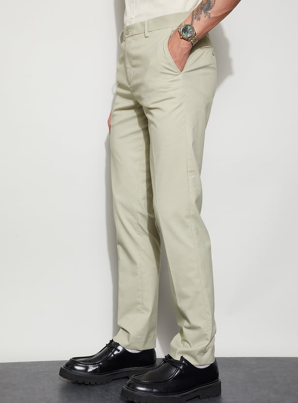 CODE Textured Slim Tapered Trousers