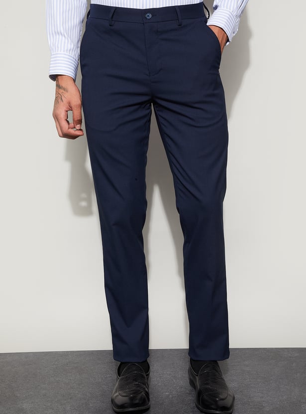 CODE Textured Slim Tapered Trousers