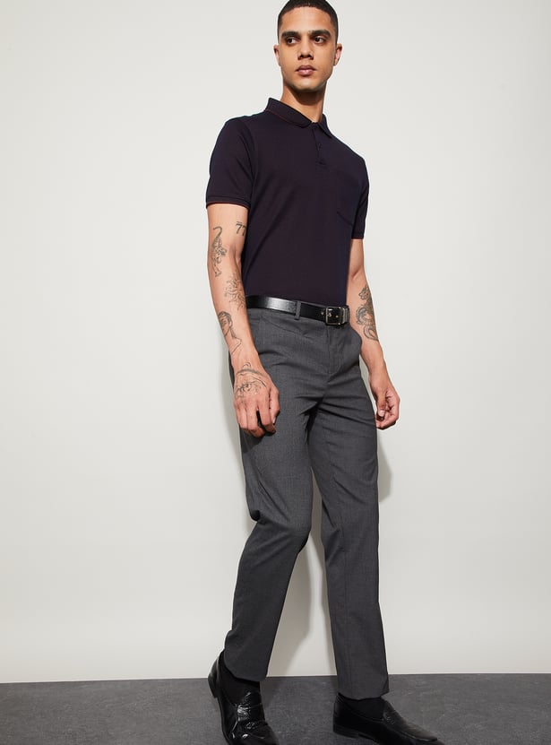 CODE Textured Slim Tapered Trousers
