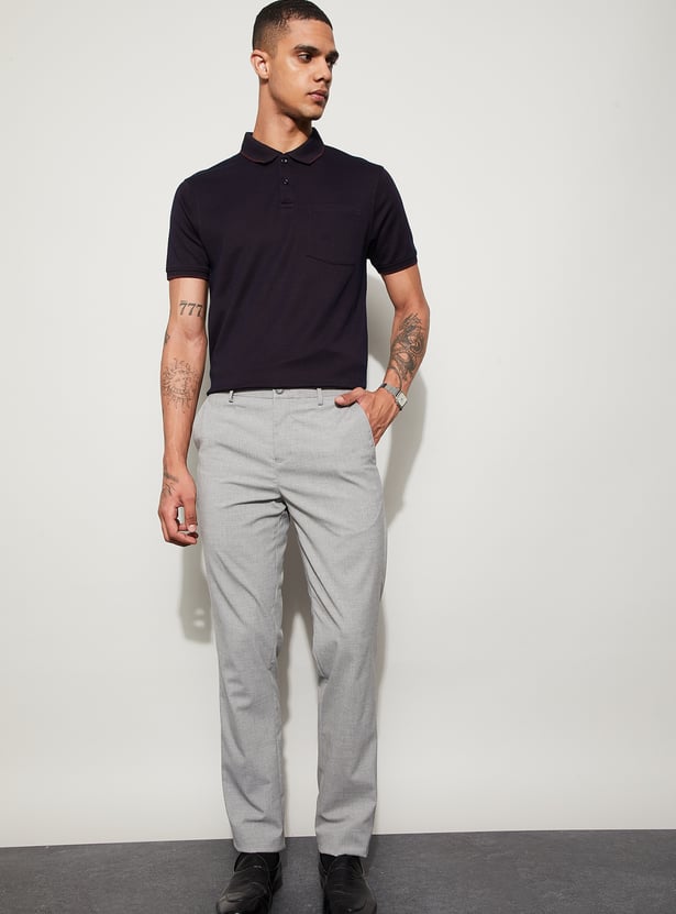 CODE Textured Slim Tapered Trousers