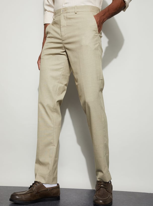 CODE Solid Slim Tapered Formal Trousers