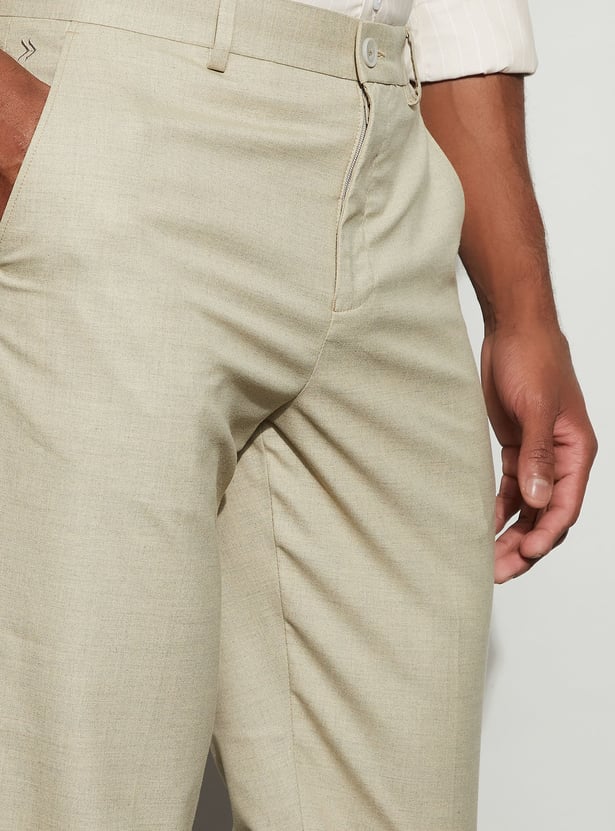 CODE Solid Slim Tapered Formal Trousers