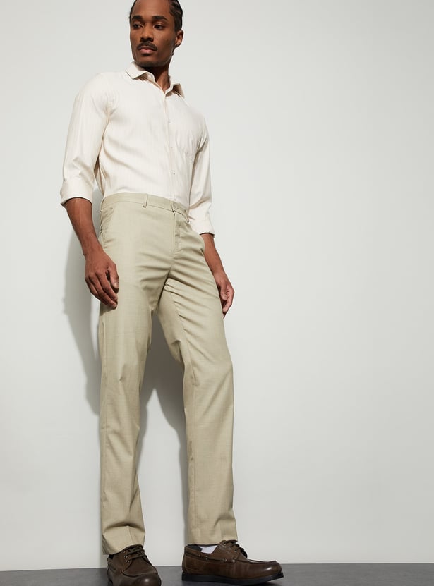 CODE Solid Slim Tapered Formal Trousers