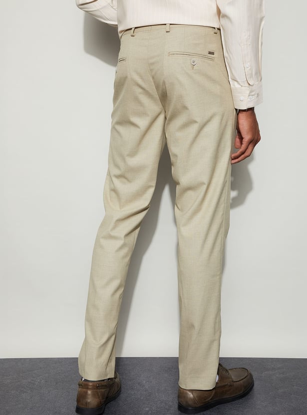 CODE Solid Slim Tapered Formal Trousers