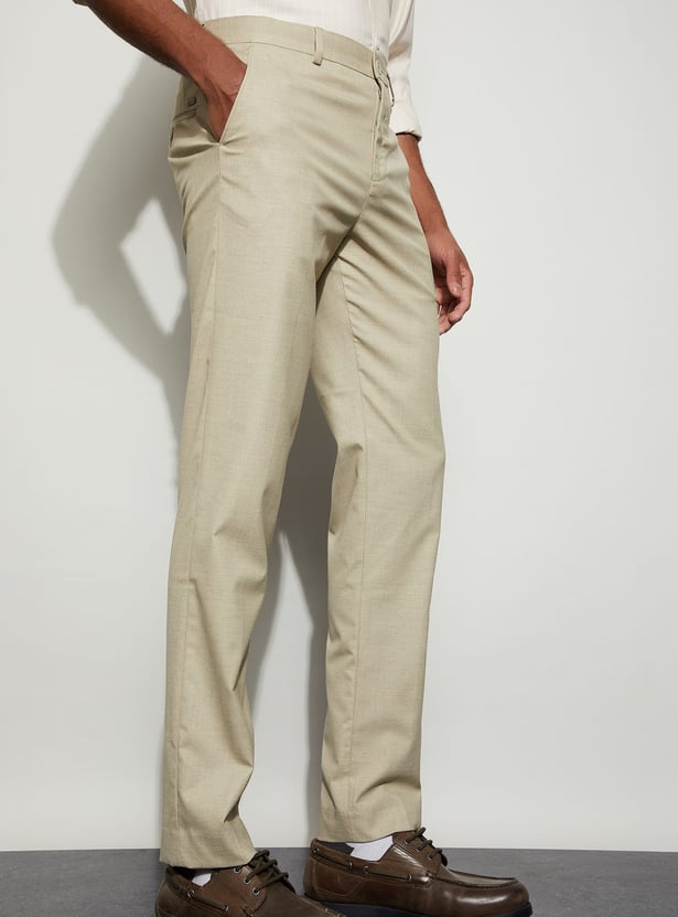 CODE Solid Slim Tapered Formal Trousers