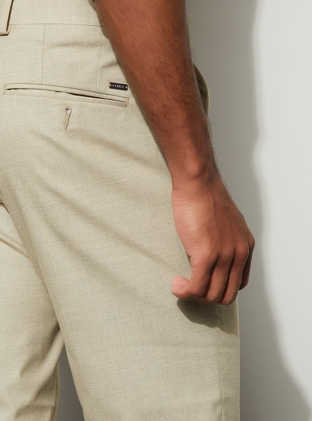 CODE Solid Slim Tapered Formal Trousers