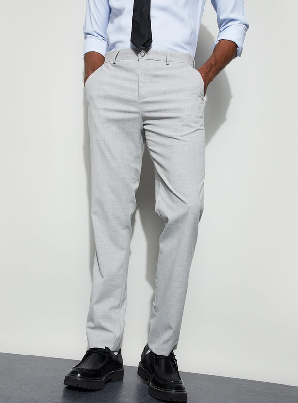 CODE Solid Slim Tapered Formal Trousers