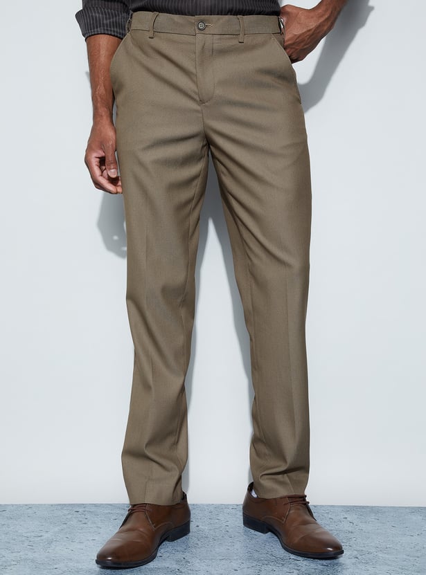 CODE Solid Slim Tapered Formal Trousers