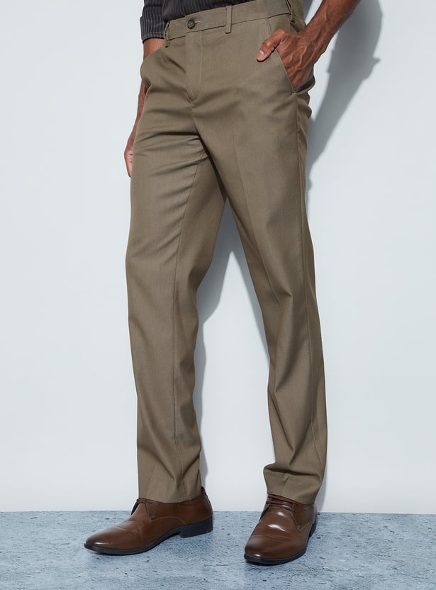 CODE Solid Slim Tapered Formal Trousers