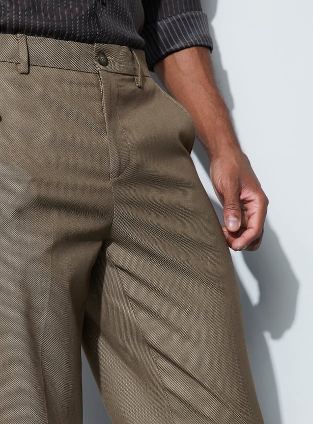 CODE Solid Slim Tapered Formal Trousers