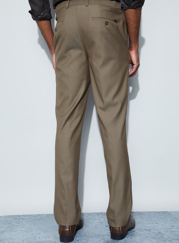 CODE Solid Slim Tapered Formal Trousers