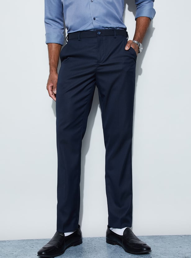 CODE Solid Slim Tapered Formal Trousers