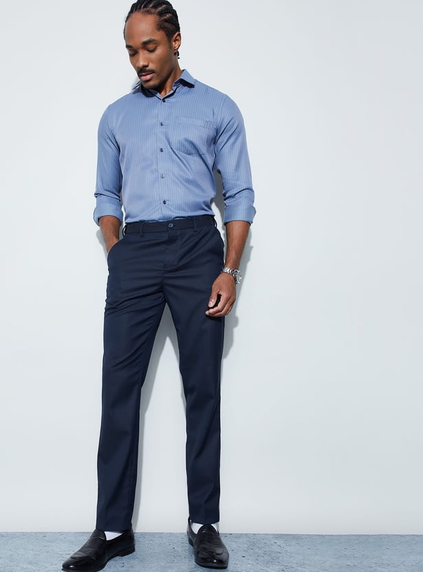 CODE Solid Slim Tapered Formal Trousers