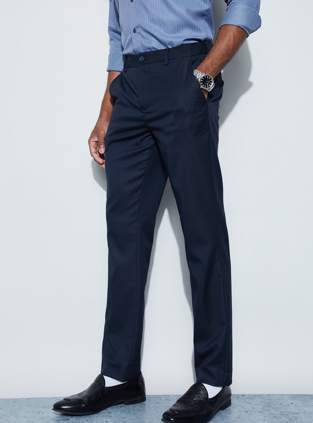 CODE Solid Slim Tapered Formal Trousers