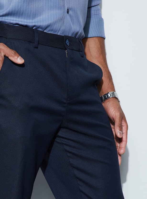 CODE Solid Slim Tapered Formal Trousers