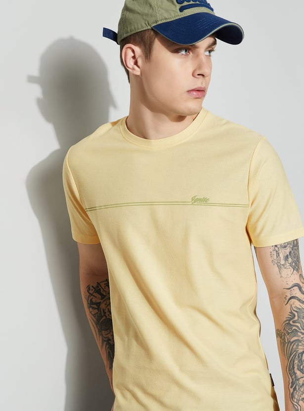 FAME FOREVER Solid Crew Neck T-shirt