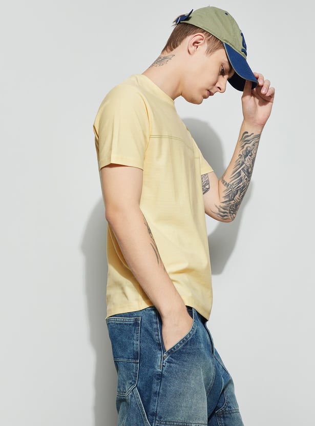FAME FOREVER Solid Crew Neck T-shirt